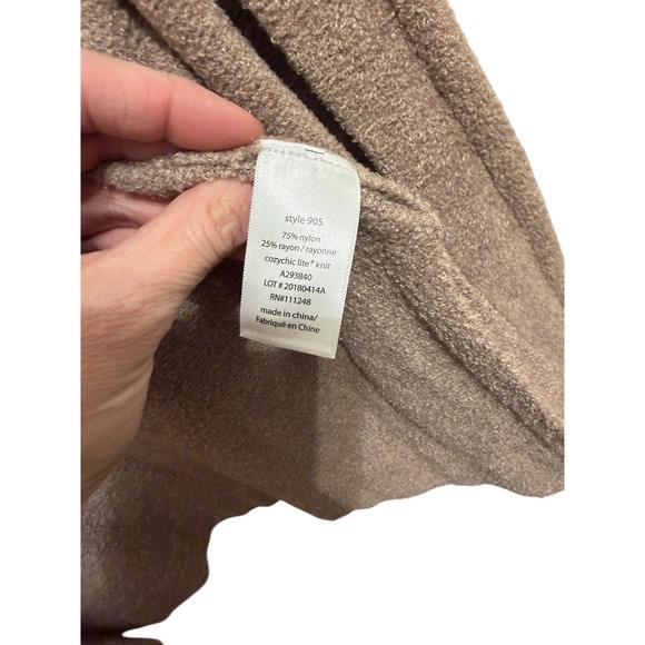 Barefoot Dreams CozyChic Lite Cardigan Style 905 Taupe Hooded Pockets - Picture 5 of 6